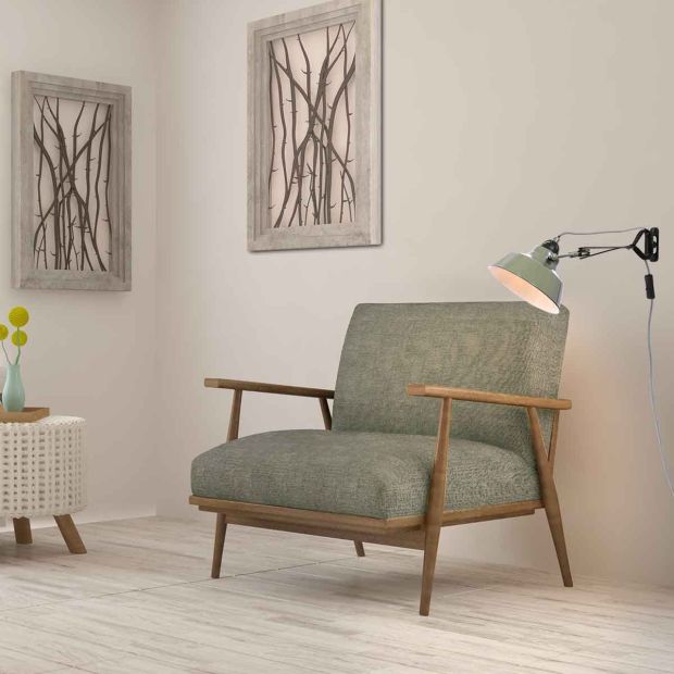 Grüne Klemmlampe / Wandleuchte Nove 1320G mit E27 Fassung und Schalter