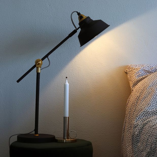 Lampe de table robuste noire et dorée Nove 1321ZW avec douille E27