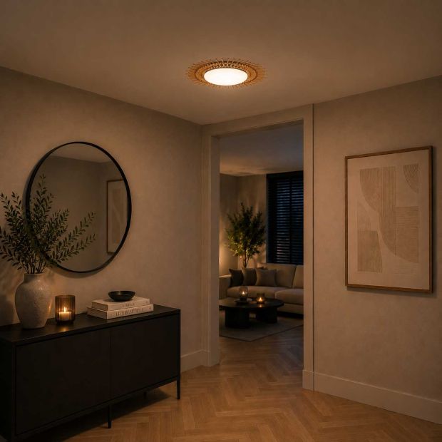 Ceiling lamp Aura 1894W - rattan sun shape for bathroom and hallway