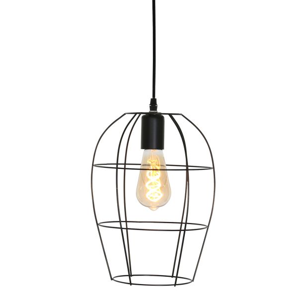 Pendant Light Minimalics 2705ZW Black – Open Grid Design with E27 Socket