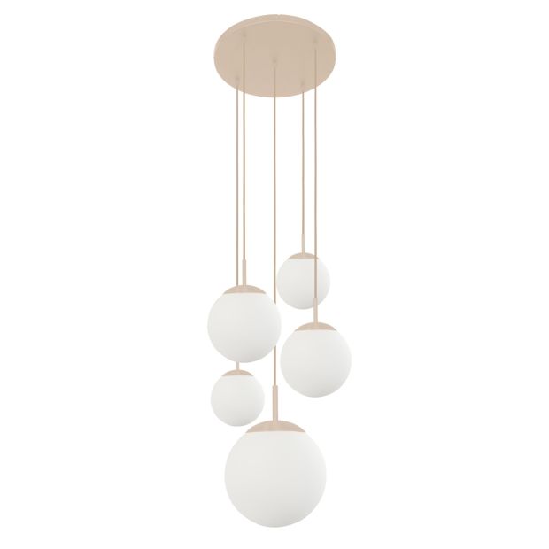 Hängelampe Bollique 2730CR crème 5-flammige Designlampe mit matt weißem Glas