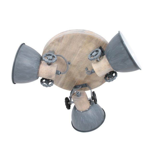 Plafonnier Gearwood 3063GR Gris – 3 Lumières, Douille E27