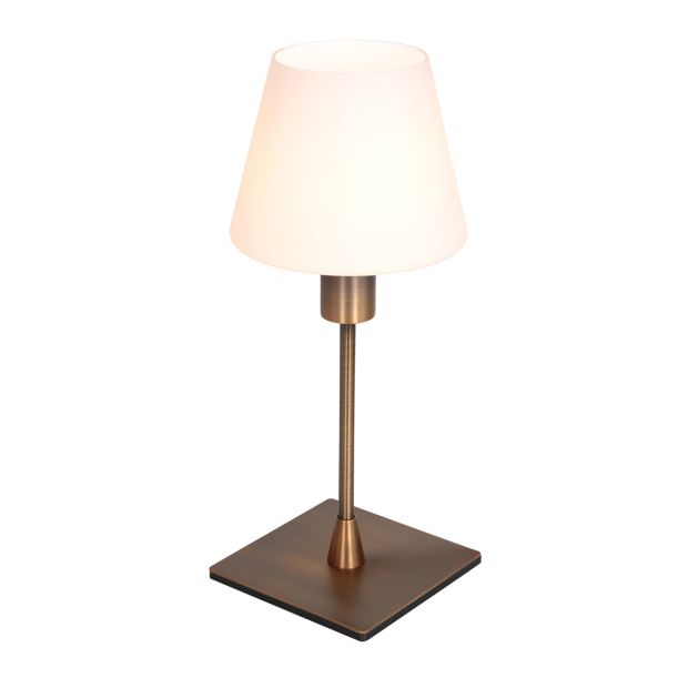 Lampe de table Ancilla 3100BR bronze tactile on/off avec verre opale blanc