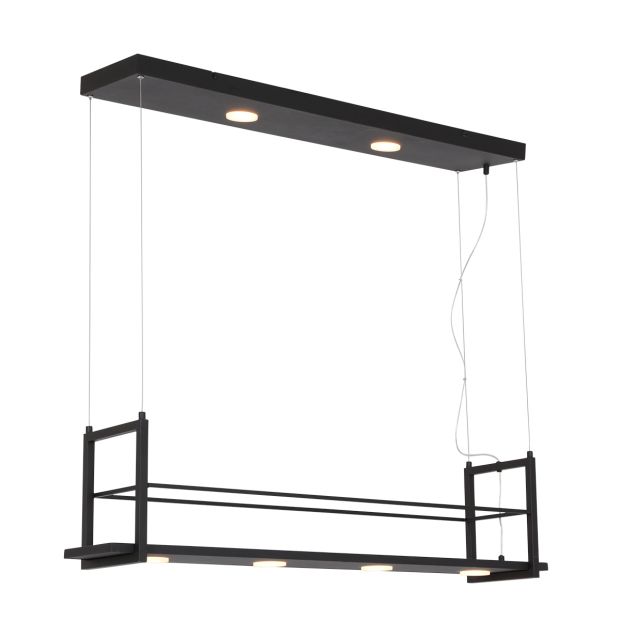 Hängelampe Tor 3298ZW – schwarze Designerlampe mit Ablage und LED
