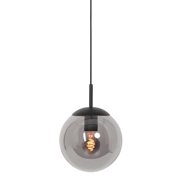 Hanglamp Bollique 3498ZW zwarte lamp met smoke glas Ø30 cm