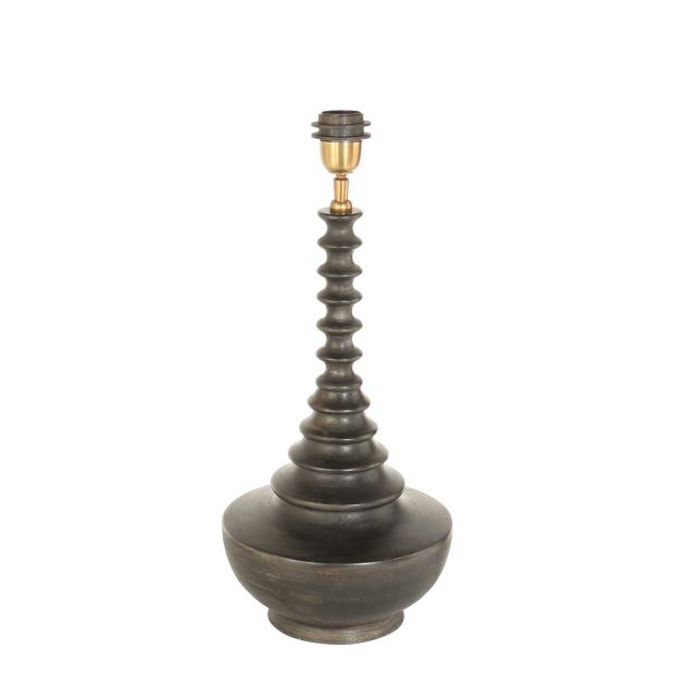 Lampenvoet Bois 3677ZW zwart bruin zonder lampenkap