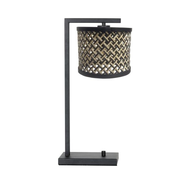 Schwarze Tischlampe Stang 3715ZW mit Natur- / Schwarz Bambusschirm