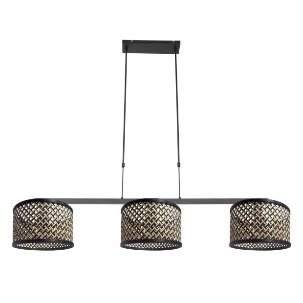 Black 3-light pendant lamp Rod 3743ZW with clear black bamboo shades