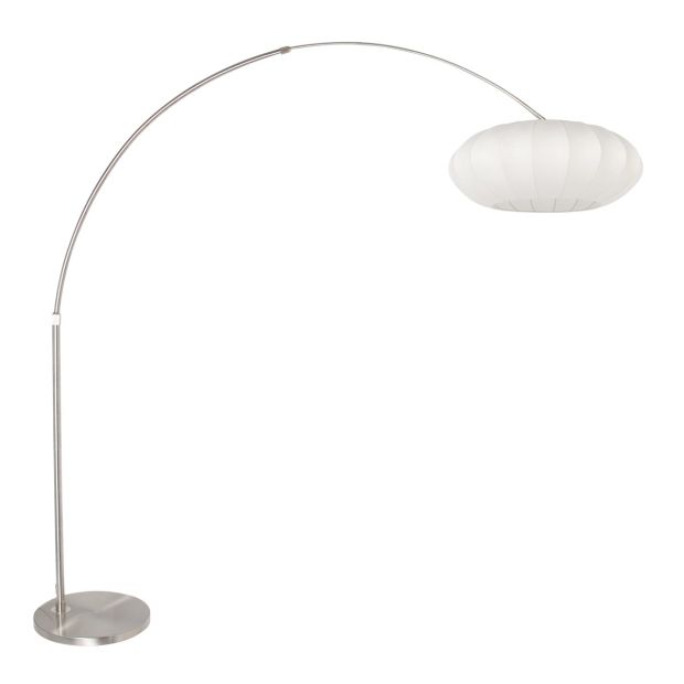 Arc lamp Luma Nola 3806ST steel with white silk shade