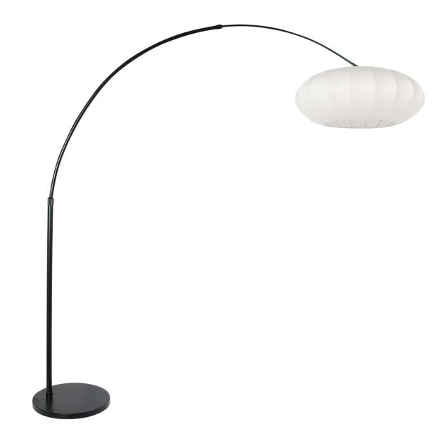 Arc lamp Luma Nola 3807ZW black with white fabric shade