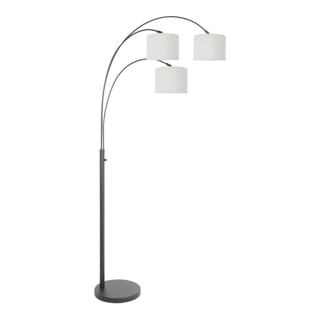 3-flammige Stehlampe Sparkled Light 3825ZW mit groben weißen Leinen-Schirmen