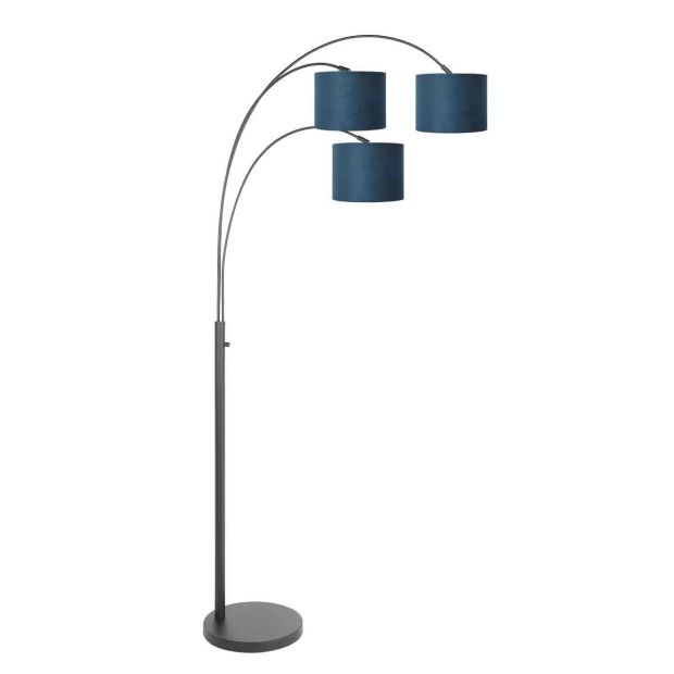 3-light floor lamp Sparkled Light 3828ZW with blue velvet shades