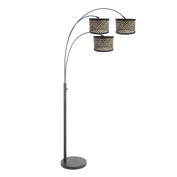 3-light floor lamp Sparkled Light 3829ZW with natural/black bamboo shades