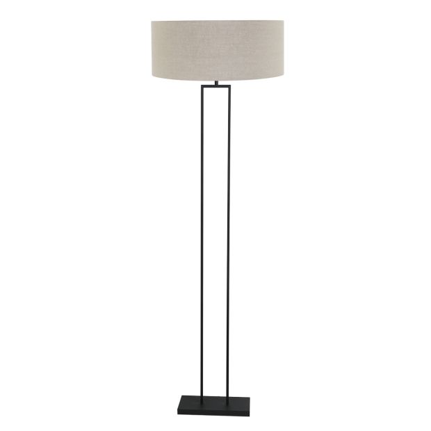 Zwarte vloerlamp Stang 3852ZW met grijs linnen kap Ø50