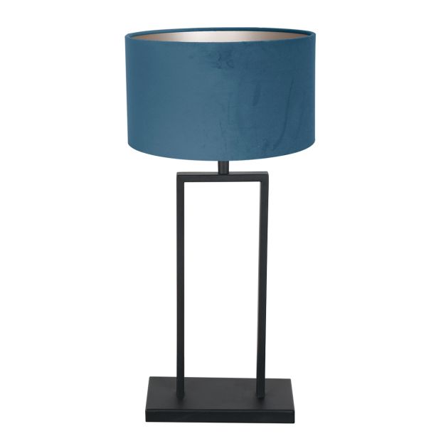Black table lamp Stang 3863ZW with black velvet fabric shade