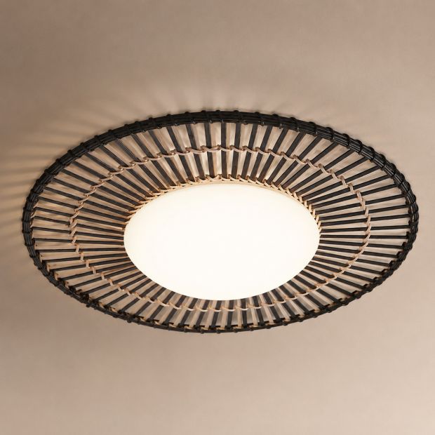 Ceiling lamp Aura 3866ZW black ceiling lamp with bamboo Ø50 cm
