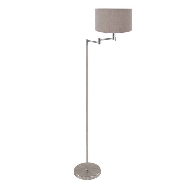 Stahlfarbene Stehleuchte Bella 3879ST mit grauem Samtschirm