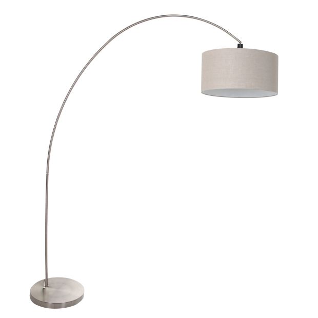 Arc lamp Solva 3912ST Steel with a gray linen lampshade