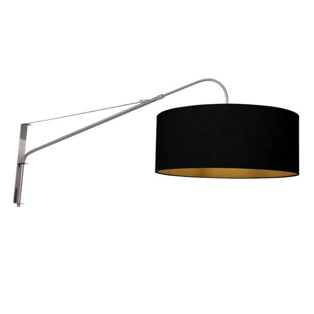 Wall lamp Elegant Classy 3957ST steel with black linen shade Ø50 cm
