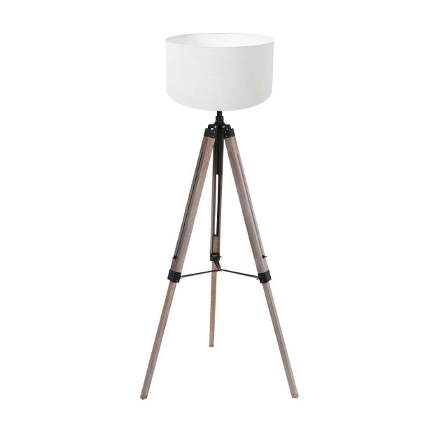 Floor lamp Triek 4100ZW with white linen shade for soft light