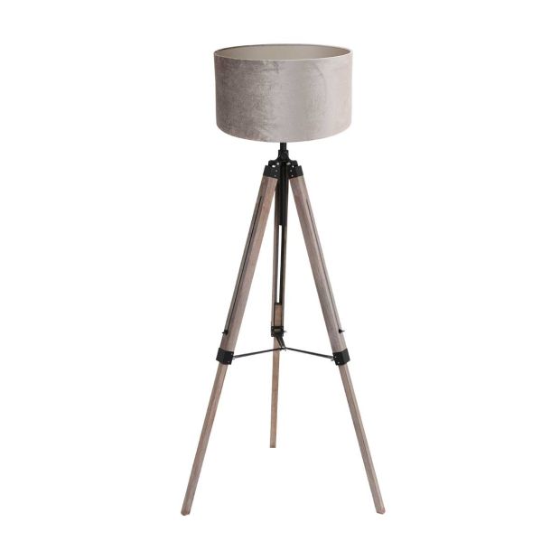 Floor lamp Triek 4106ZW with gray velvet shade Ø40 cm