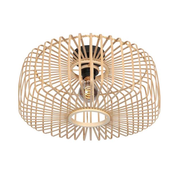 Ceiling lamp Breeza-Beach 4145ZW black with bamboo shade Ø50 cm