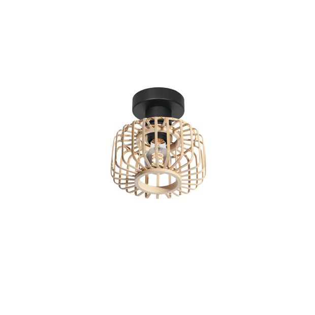 Ceiling lamp Breeza-Beach 4147ZW black with bamboo shade Ø20 cm