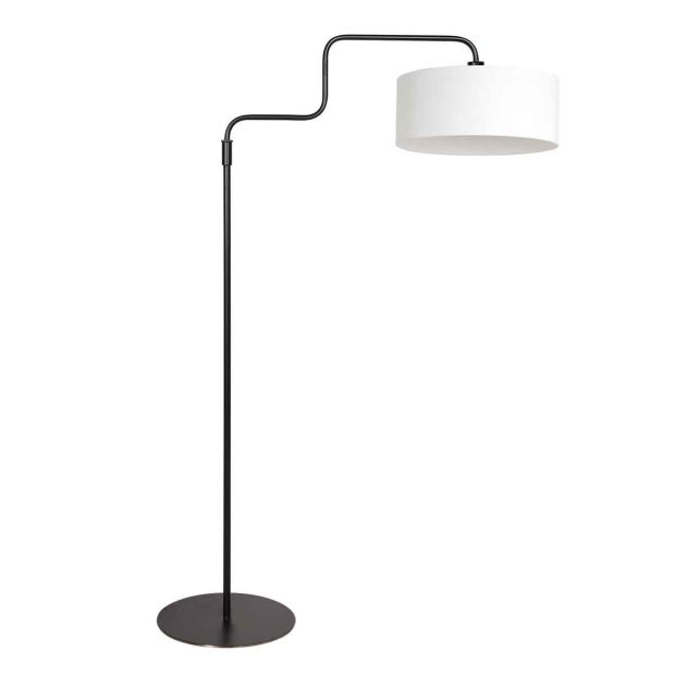 Floor lamp Bloeba 4164ZW black with white coarse linen shade