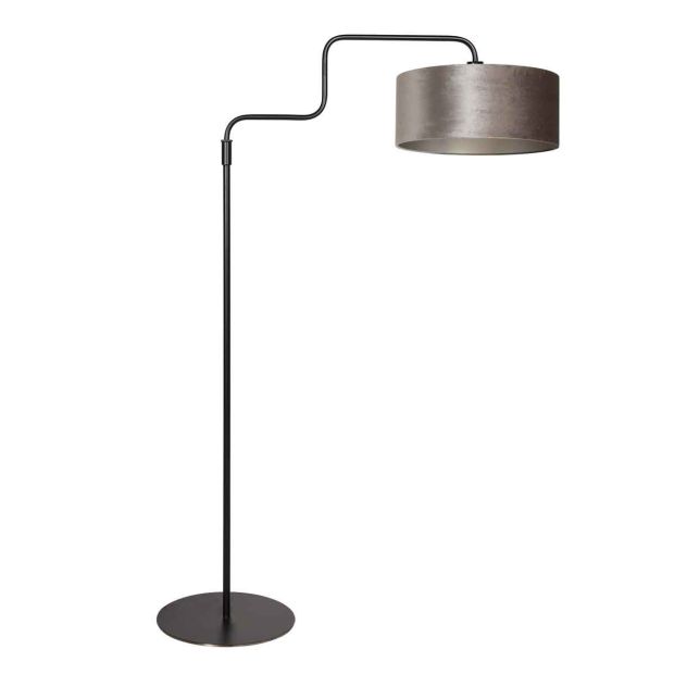 Floor lamp Bloeba 4167ZW black with gray velvet shade