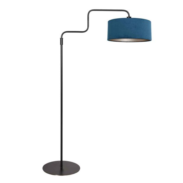 Floor lamp Bloeba 4169ZW black with blue velvet shade