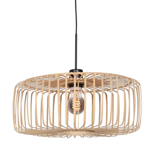 Hängelampe Breeza-Beach 4184ZW schwarz mit Bambusschirm Ø60 cm