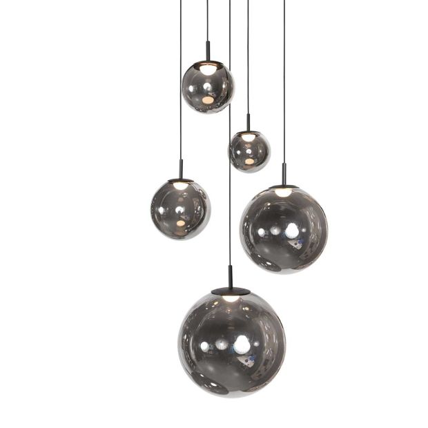 Hängelampe Bollique 4196ZW schwarze Videlampe mit rauchigem Glas