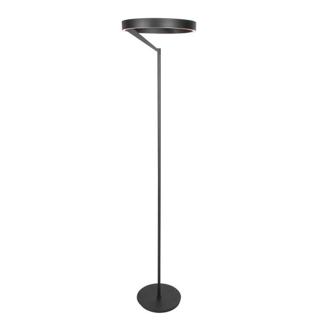 Ronde zwarte vloerlamp Mykty 4201ZW – Ø40 cm, 170 cm hoog, 5200 lumen, met vloerdimmer