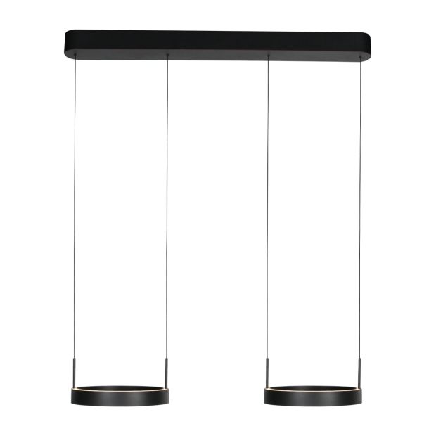 Suspension noire Mykty 4204 – Deux anneaux flottants, réglables en hauteur individuellement, 6500 lumens, 2700K