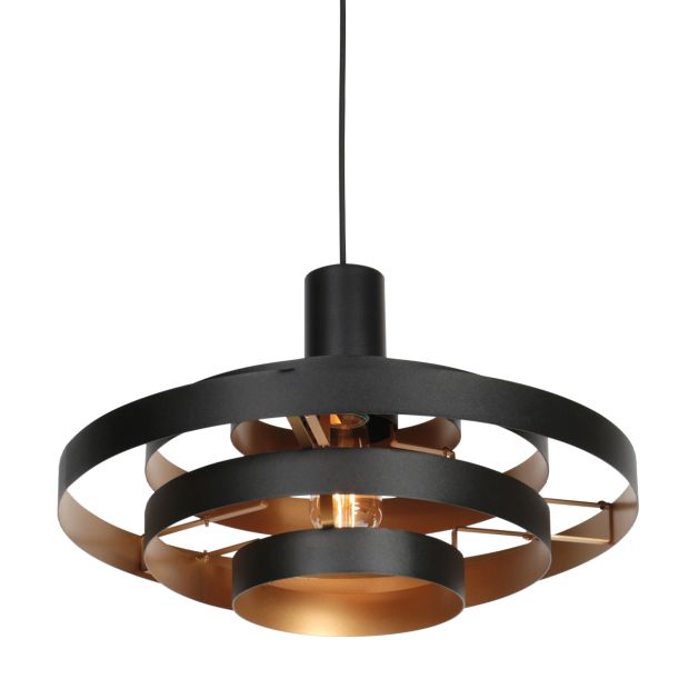 Hanglamp Halo Cirque 4217ZW zwart met gouden binnenzijde