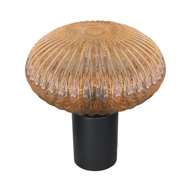 Tischlampe Aurelio 4235ZW mit geripptem Bernstein-UFO-Glas stimmungsvoll