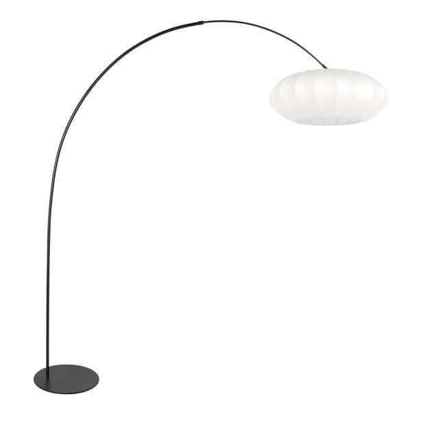 Floor lamp Curve 4272ZW - black arch lamp with white silk shade