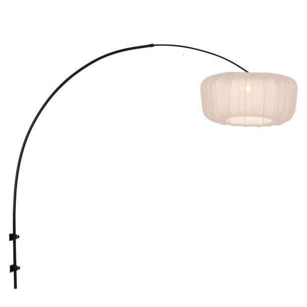 Bogen Wandlampe Vela Lino 4409ZW schwarz mit beigem Schirm Ø60 cm