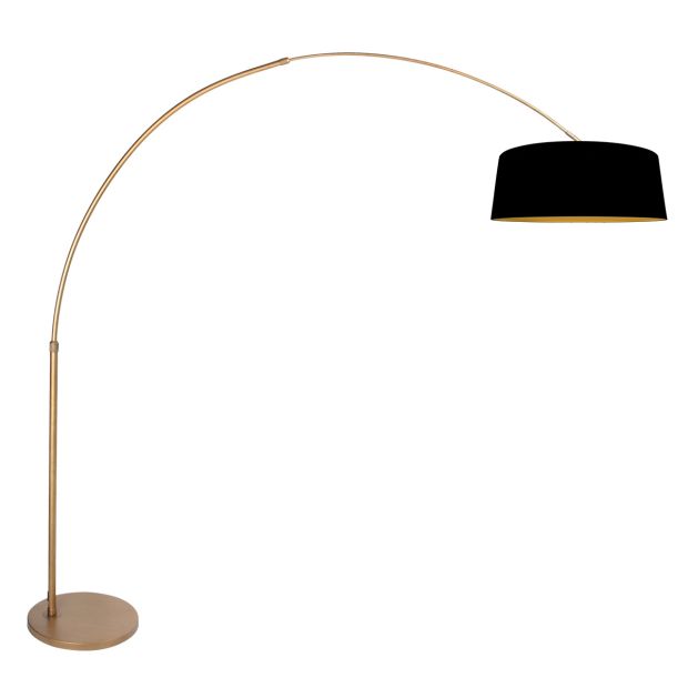 Arc Lamp Luma Dark 4311BR bronze with black linen shade luxurious atmosphere