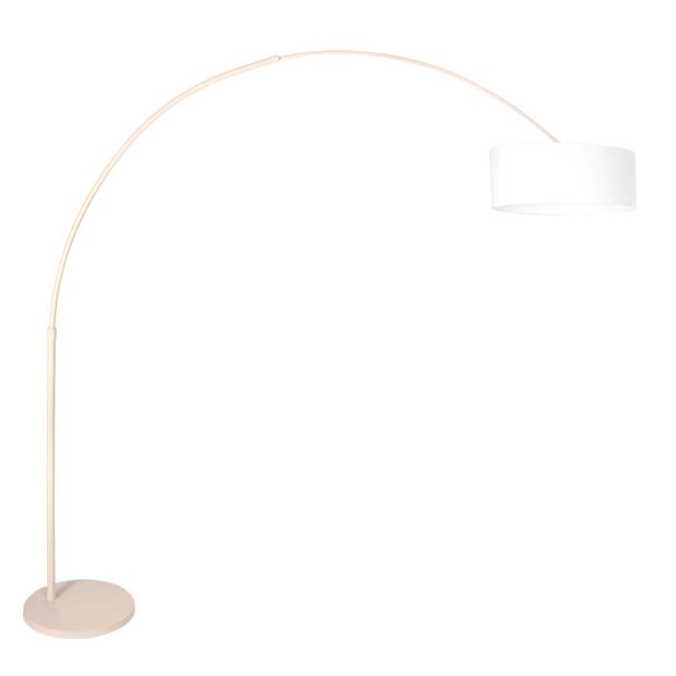 Bogenlampe Sparkled Light 4316CR crème mit grobem weißen Leinen-Schirm