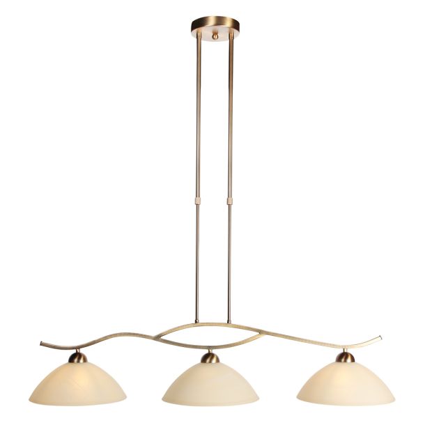 Anthea 4326BR – classic pendant lamp with three amber glass shades
