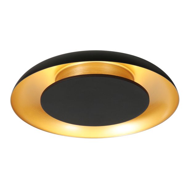 Voile d'Or 4331ZW – lampe de plafond noire avec éclat doré et LED dimmable