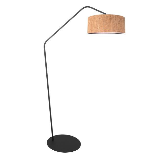 Zwarte vloerlamp Zig Zag 4339ZW – speels zwart design met kurken kap