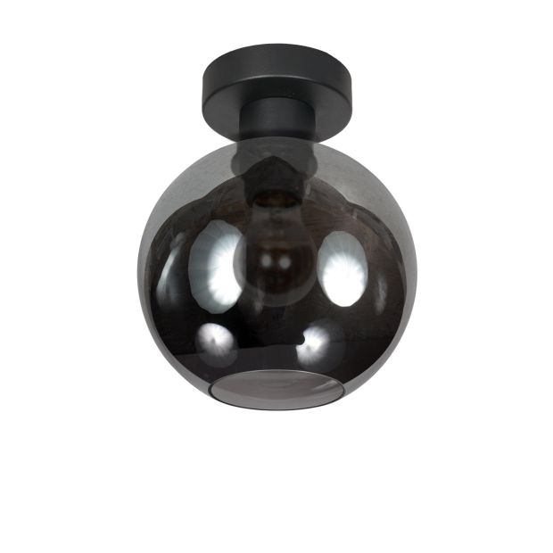 Plafonnier Bloeba 4373ZW avec abat-jour rond en verre fumé Ø15 cm