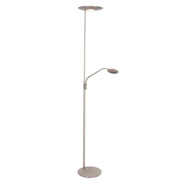Lamp sur pied Zenith 2 4394ST en acier avec uplight et bras de lecture