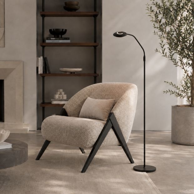 Lampe sur pied Zenith 2 accu 4398ZW noire avec bras flexible