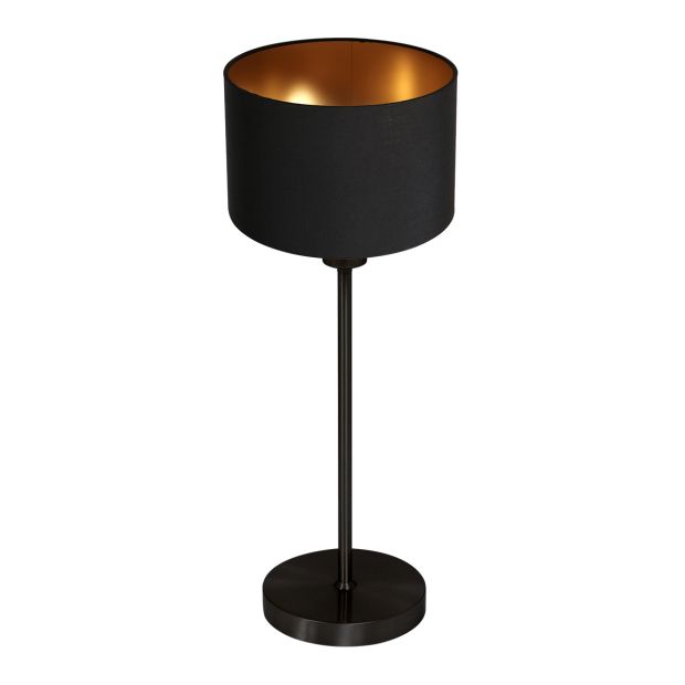 Table lamp Noor 4418ZW – Black steel with black linen shade and golden interior