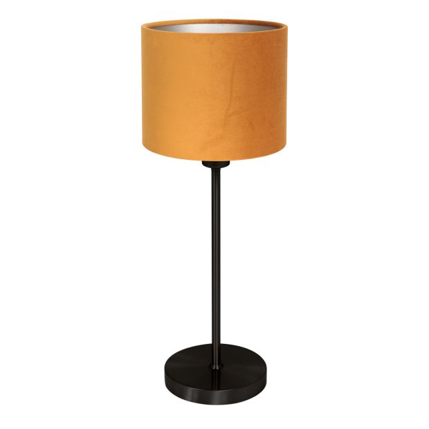 Table Lamp Noor 4424ZW – Black Steel with Gold Velvet Shade