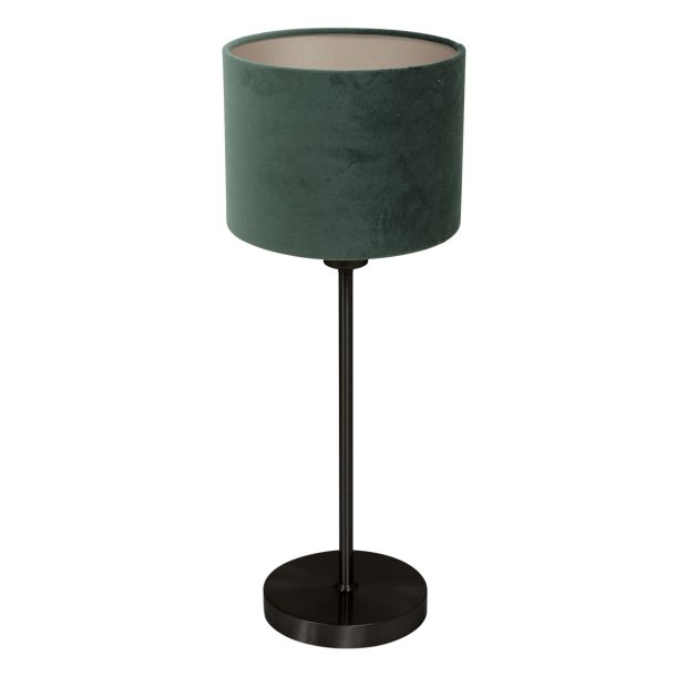 Tafellamp Noor 4427ZW – Zwart staal met groene velours kap (Greenwave collectie)