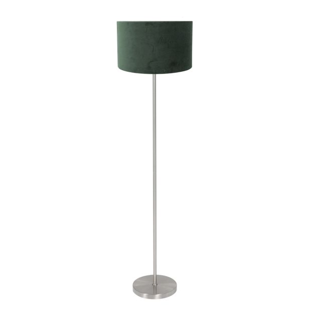 Floor Lamp Noor 4434ST – Brushed Steel with Green Velvet Shade